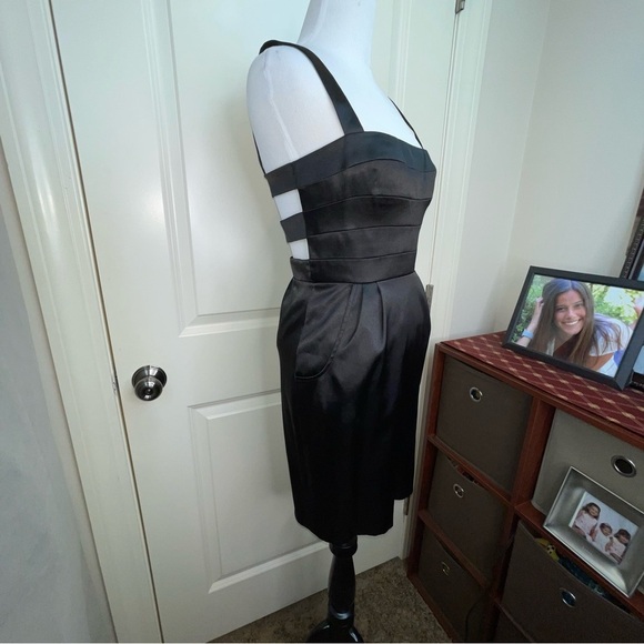 Hailey Logan by Adrianna Papell Black Satin Cut Out Mini Dress - Picture 15 of 16